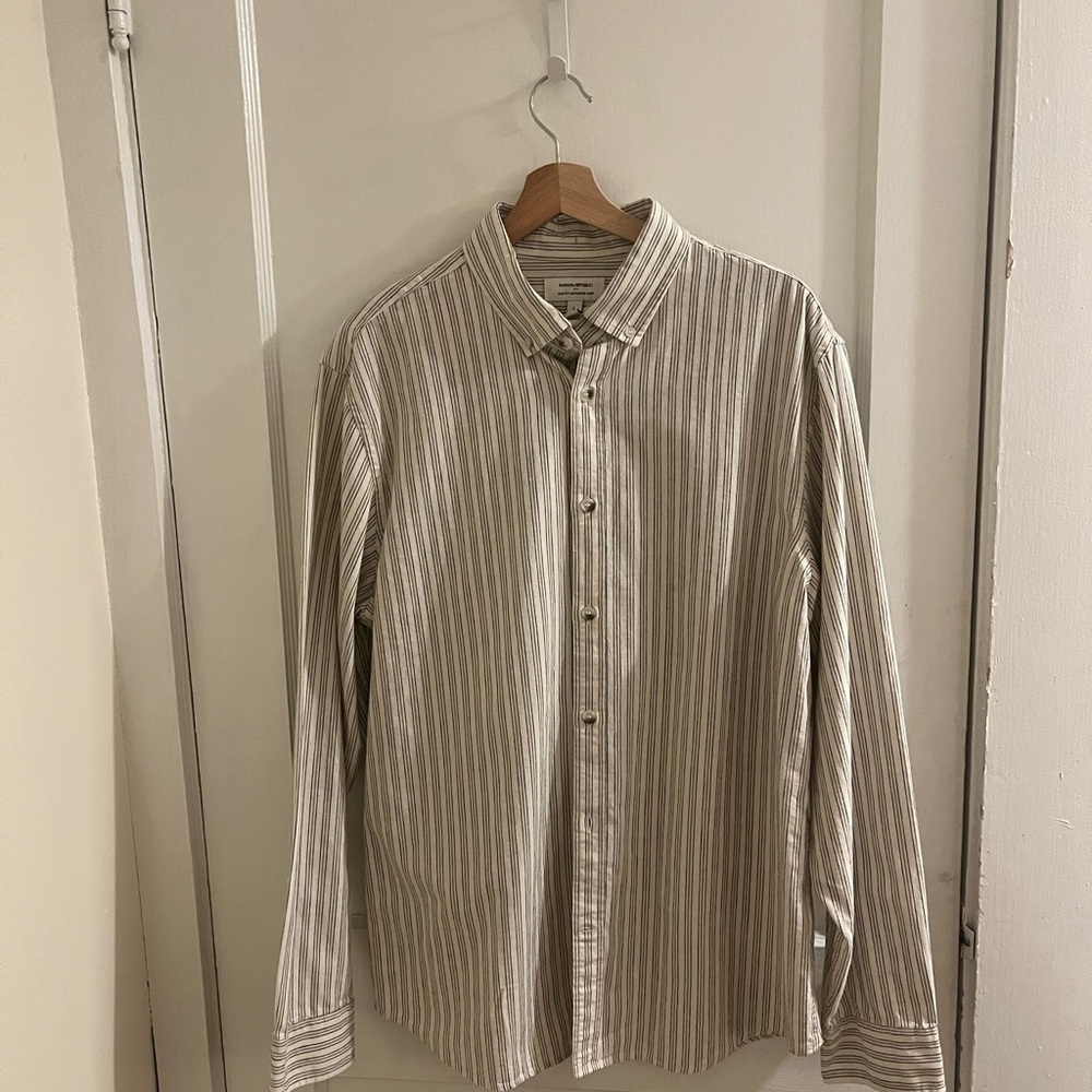 Banana Republic Beige Striped Men's Shirt